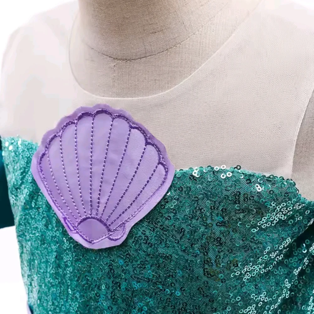 Girls Teal and Purple Mermaid Princess Costume Dress